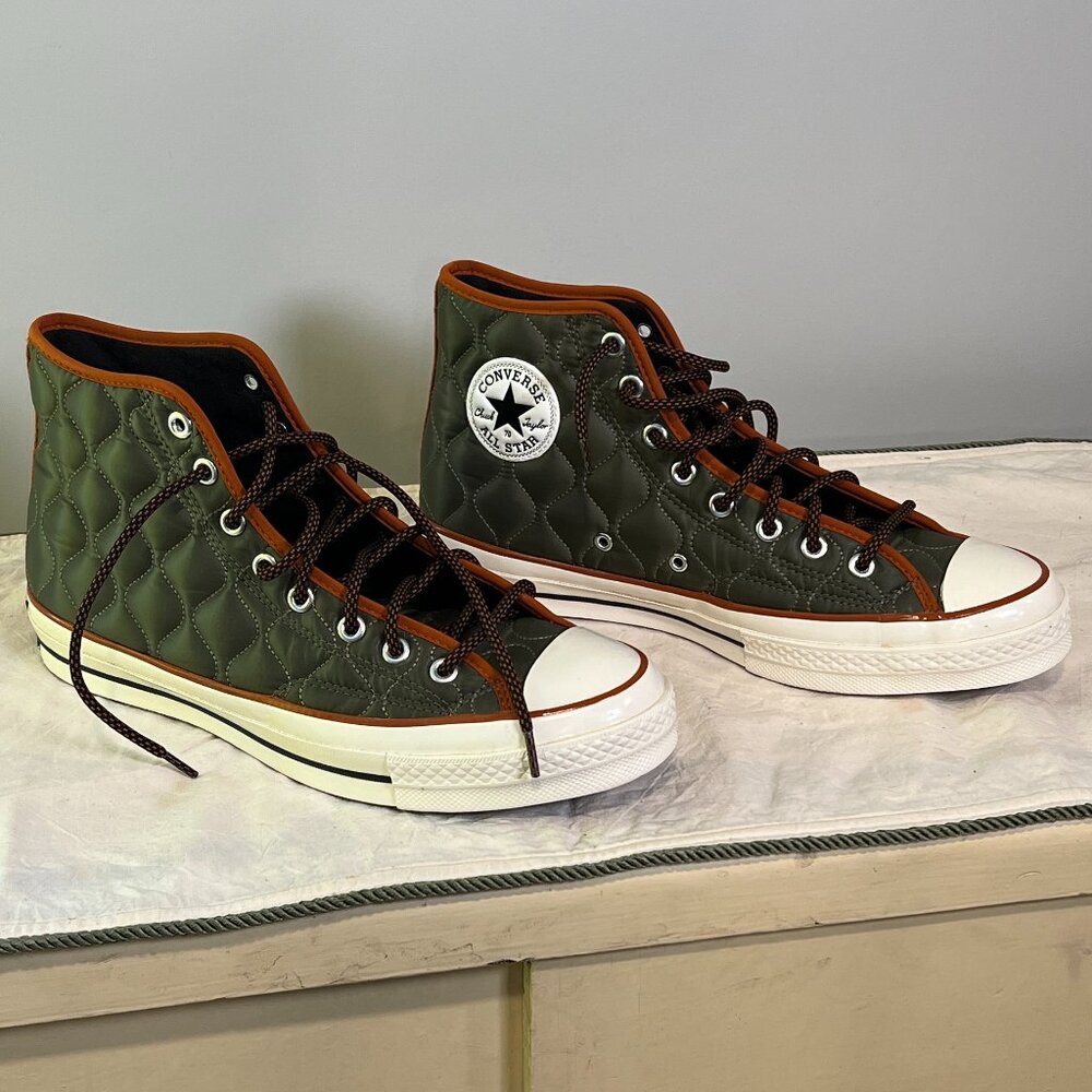 Converse Quilted High-Top Sneakers - Green and Brown